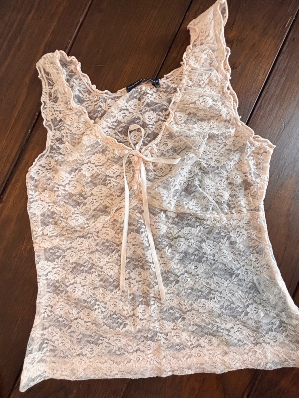 Brandy Melville Lace Camisole with Ribbon Tie OS Coquette - Picture 3 of 9